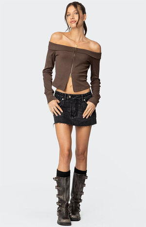 Clementine Low Rise Denim Micro Skort image number 1