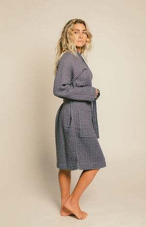 Organic Indigo Blue Gauzy Robe image number 3