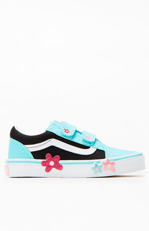 Kids Flower Old Skool V Glitter Shoes image number 1