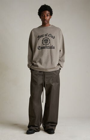 Brown Textured Nylon Utility Pants image number 2