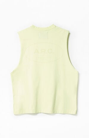 Pale Green Vintage Wash Comfort Cut Off Muscle T-Shirt