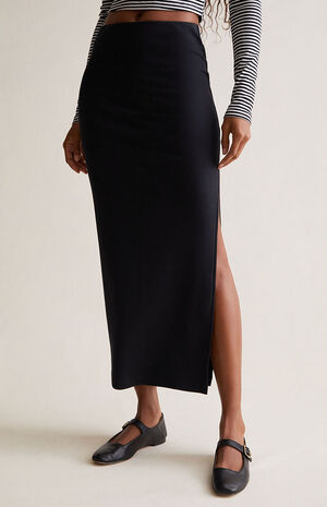 Ribbed Slit Midi Skirt image number 2
