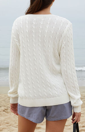 White Amalie Cable Knit Cardigan image number 3