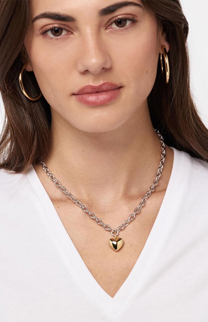 Ana Luisa Lev Bold Two Tone Heart Necklace