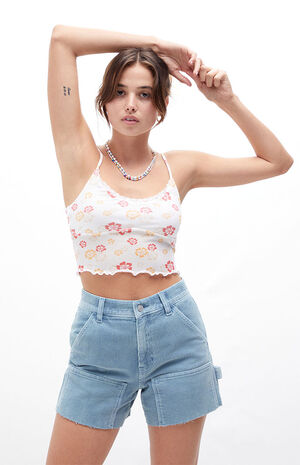 Light Blue Corduroy Cutoff Workwear Shorts image number 1