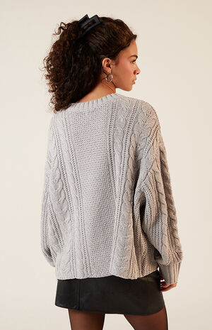 Violet Cable Knit Boxy  Sweater image number 3