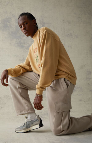 Fleece Tan Cargo Sweatpants image number 3