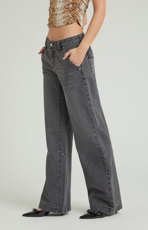 Black Low Rise Baggy Pants image number 3
