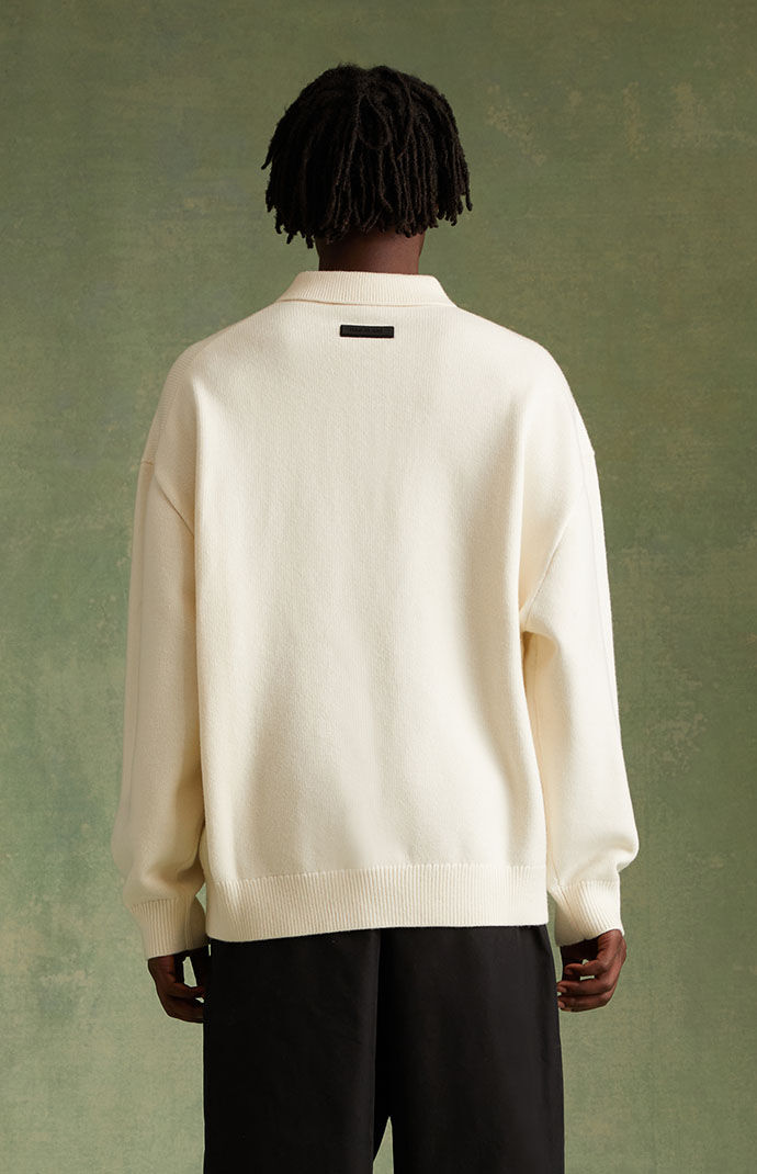 Fear of God ESSENTIALS Cloud Dancer Knit Polo Sweater
