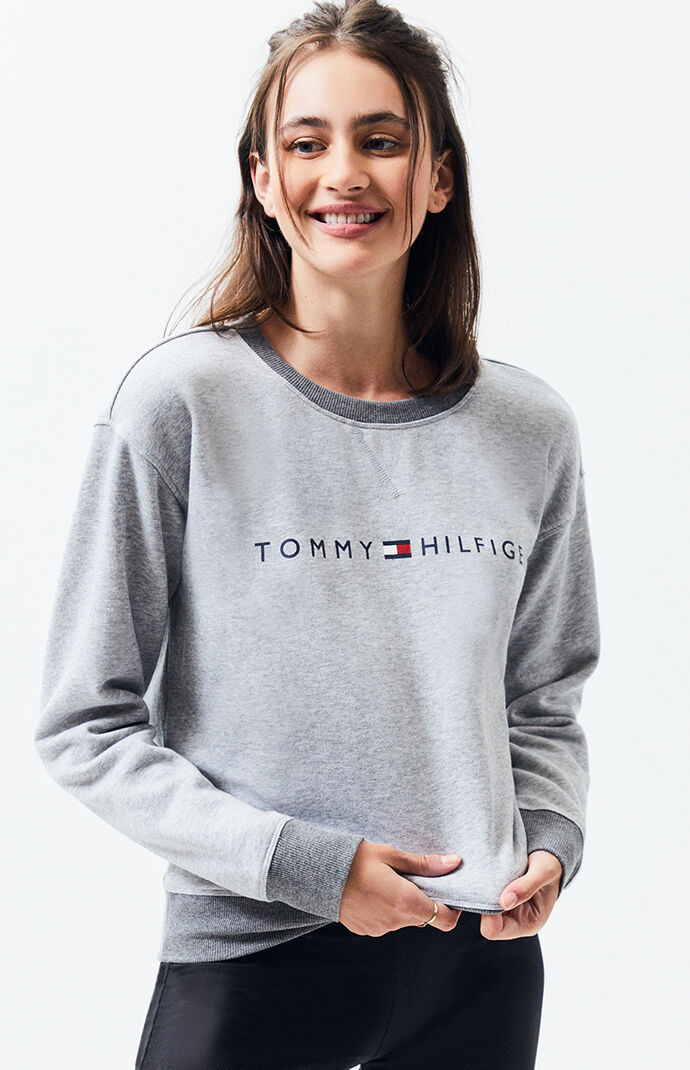 Tommy hilfiger linear top logo crewneck sweatshirt