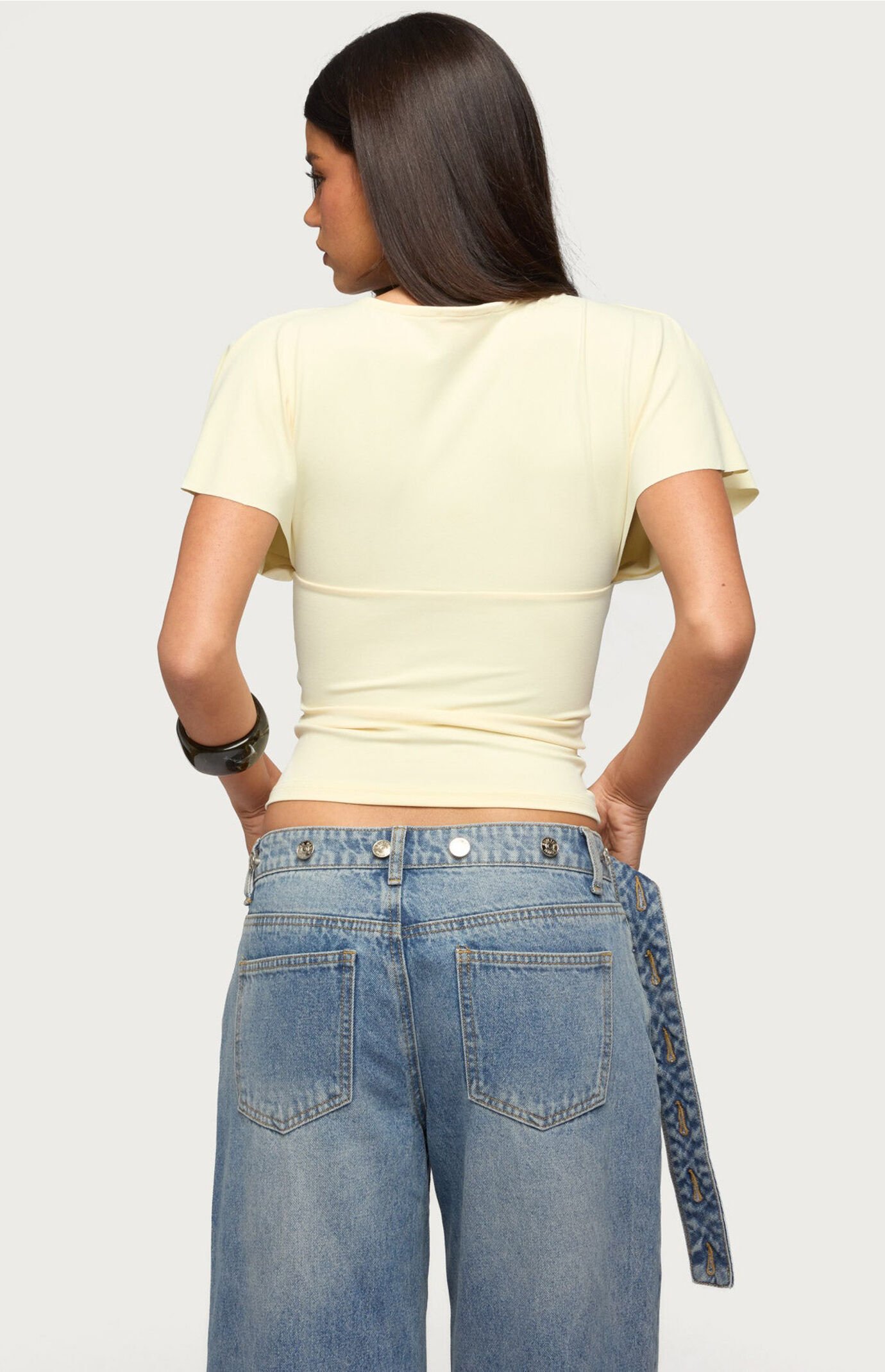 Edikted Flutter Plunging V Neck Top