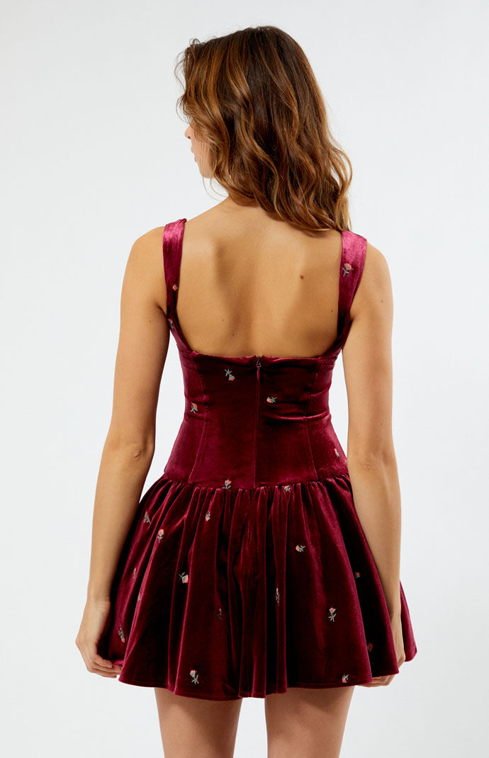 WEWOREWHAT Velvet Rose Corset Peplum Mini Dress PacSun