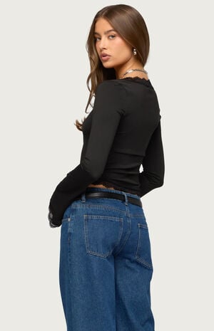 Kailin Lacey Flared Sleeve Top image number 3