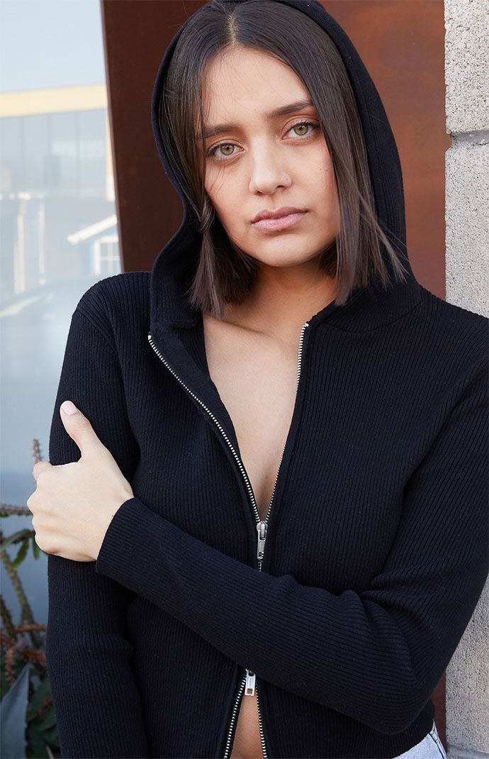 Black Arden Knit Hoodie