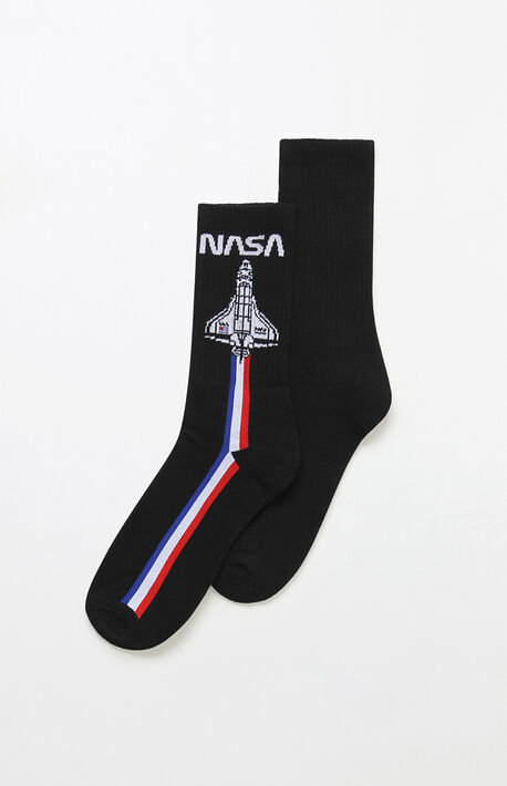 x NASA Side Stripe Black Crew Socks