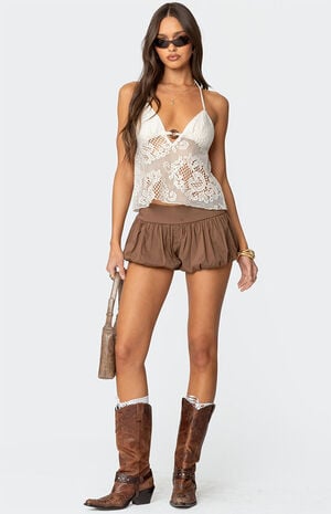 Sheer Crochet Babydoll Halter Top image number 2