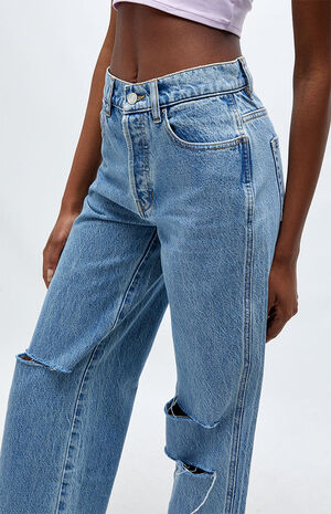 Eco Distressed High Waisted Baggy Jeans image number 2