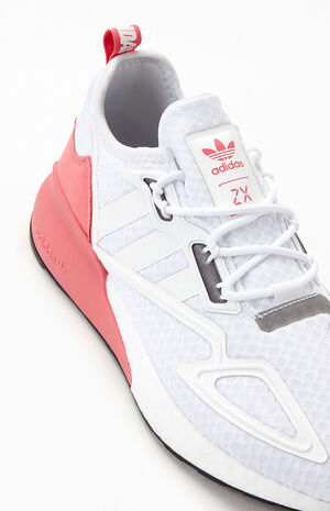 Women's White & Pink ZX 2K Boost Sneakers image number 6