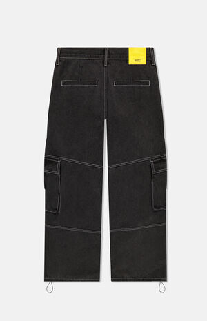 Black Cargo Baggy Jeans image number 2