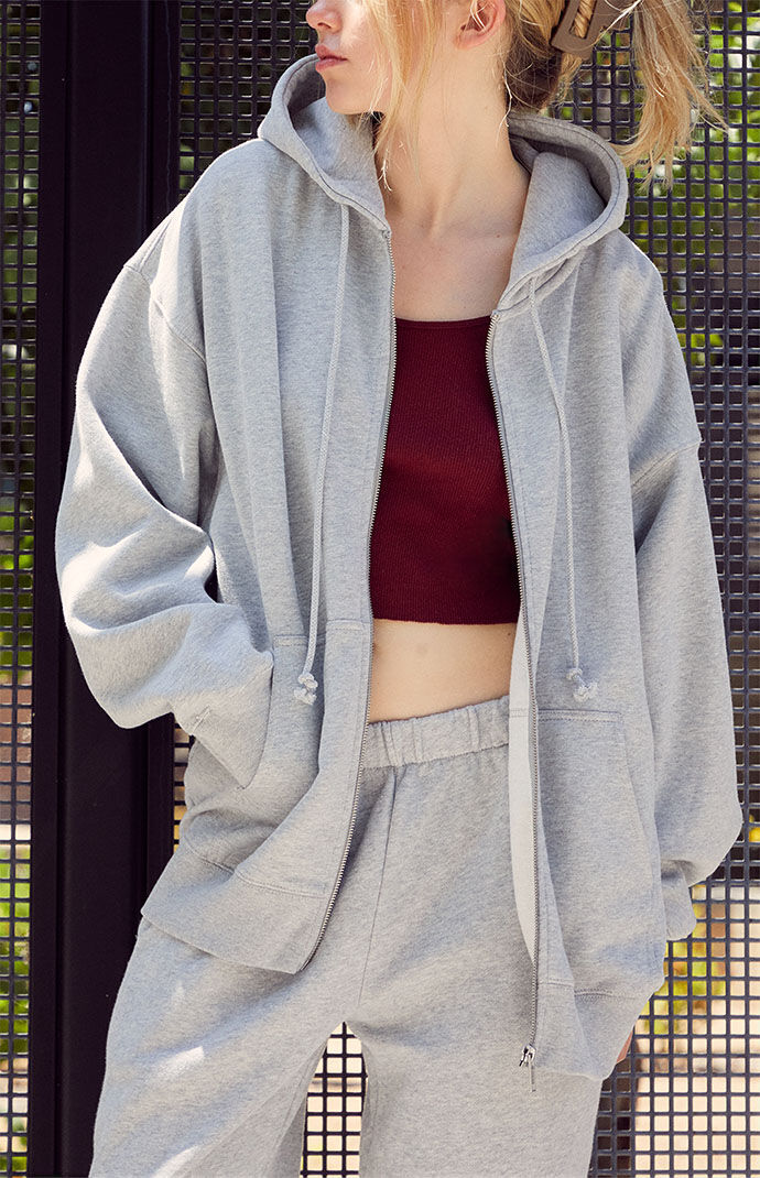 John Galt Heather Grey Full Zip Hoodie