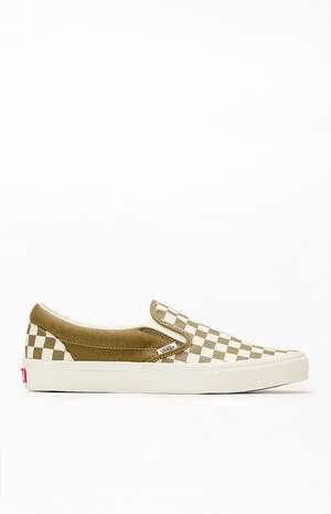 Olive Checkerboard Slip-On Shoes image number 1