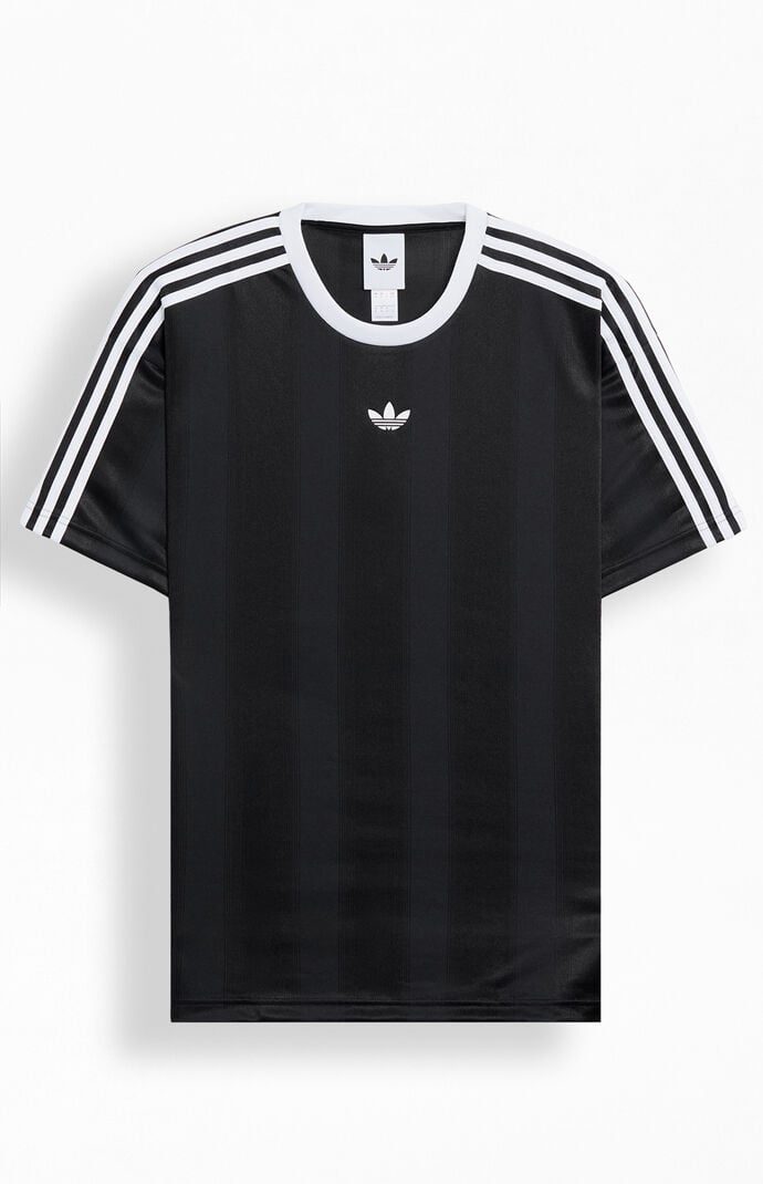 adidas Black 3-Stripe Jacquard Short Sleeve Jersey