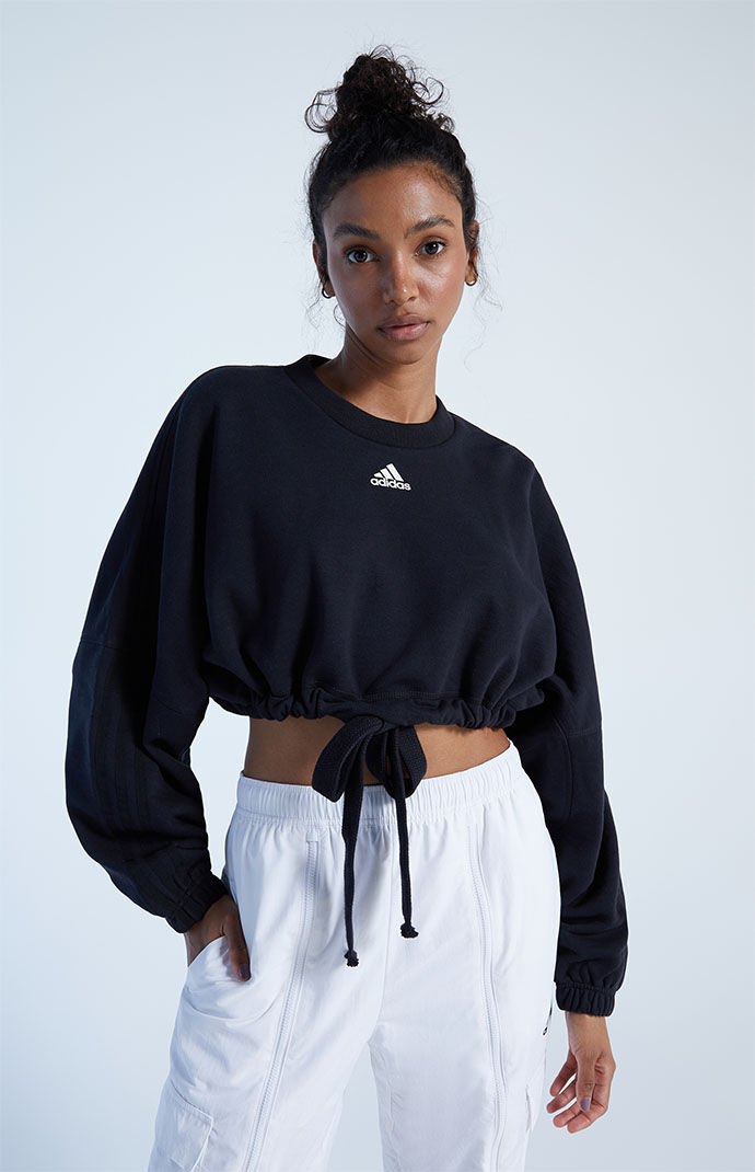 Adidas drawstring cheap crop sweatshirt