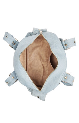 Blue Denim Multi Patch Satchel Bag image number 8