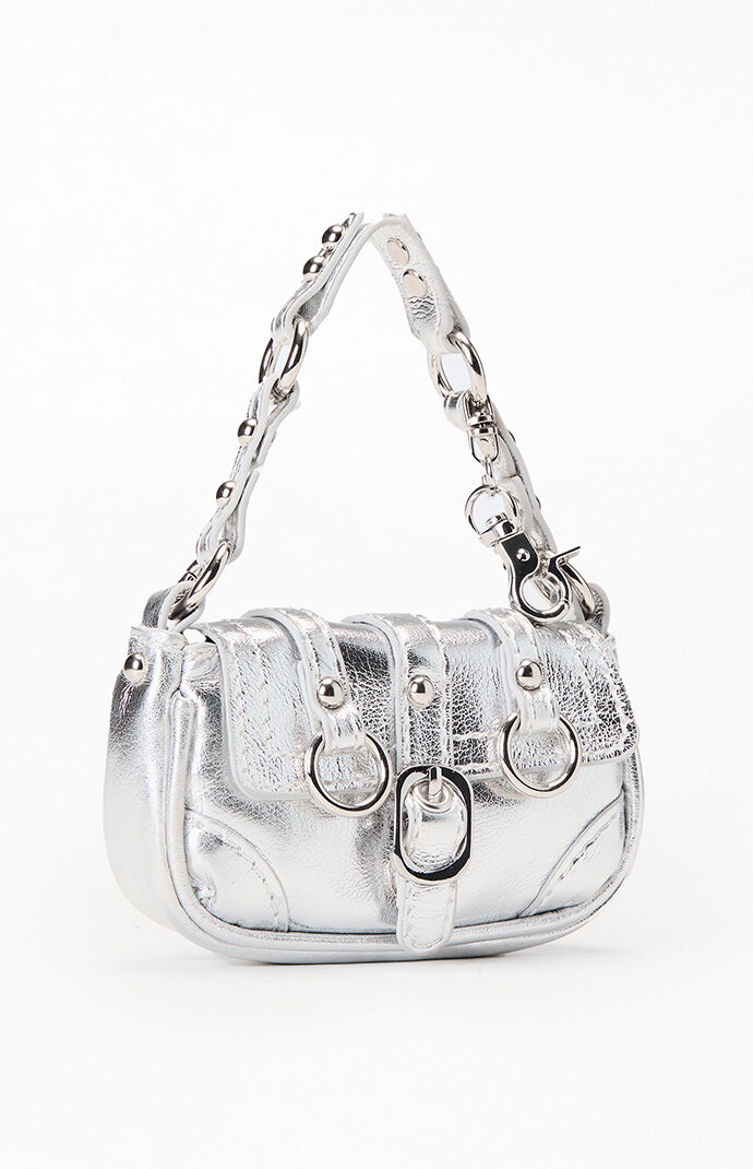Pacsun Silver Faux Leather Mini Buckle Bag