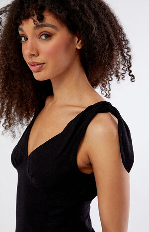 Tie Strap Linen V-Neck Dress image number 3