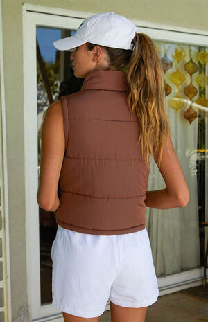 brown puffer vest