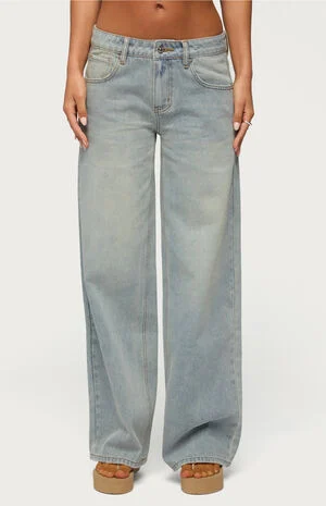 Quintie Mid Rise Straight Leg Jeans image number 1
