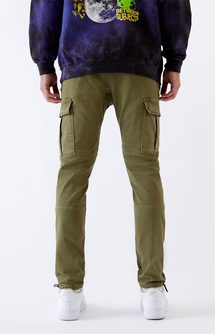 green fitted cargo pants