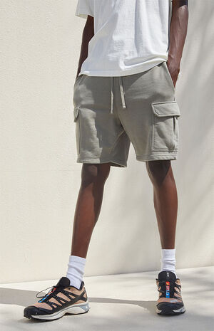 Olive Terry Cargo Sweat Shorts image number 3