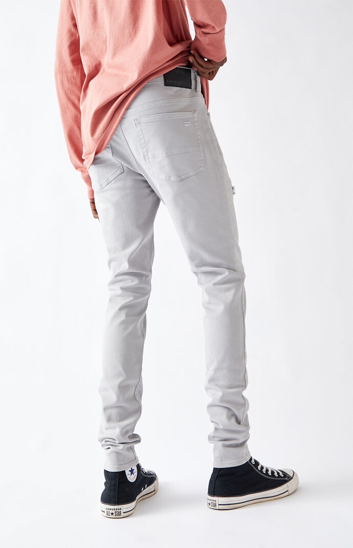 Light Gray Rip & Repair Stacked Skinny Jeans