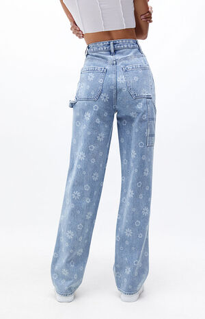 Tonal Flower&nbsp;Boyfriend Carpenter Pants image number 3
