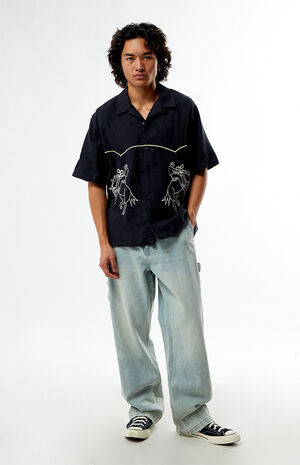 Western Embroidered Oversized Resort Camp Shirt image number 4