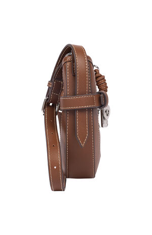 Brown Blake Smooth Belted Hobo Bag image number 4