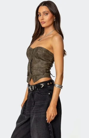 Maysen Faux Leather Corset image number 1