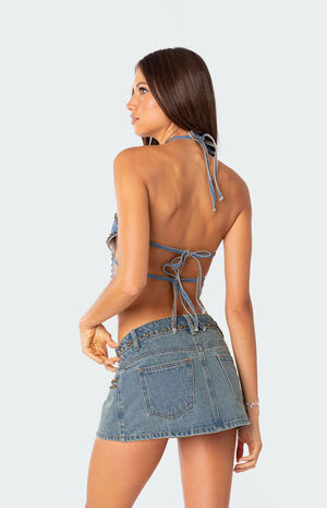 Starlet Studded Denim Crop Top image number 5