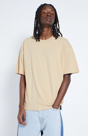 Tan Solid Oversized Boxy T-Shirt image number 1
