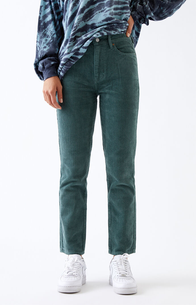 PacSun Aqua Corduroy Mom Pants at 