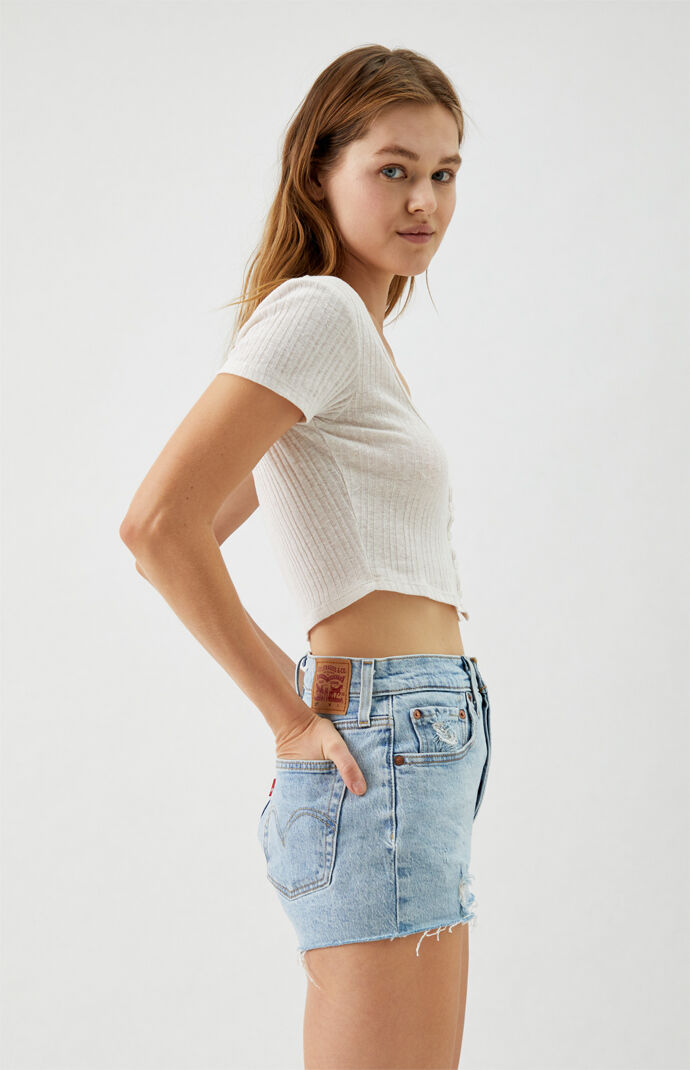 levi 501 shorts high waisted