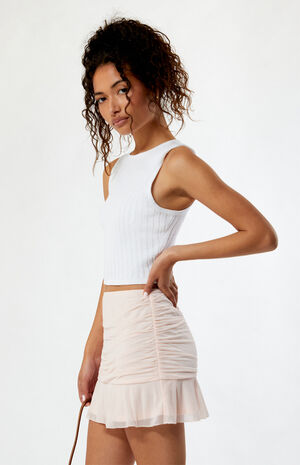 Pink Chiffon Mini Skirt image number 3