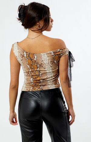 Asymmetrical Snake Print Top image number 3