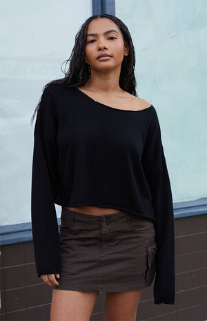 Black Cameron Cropped Sweater image number 2