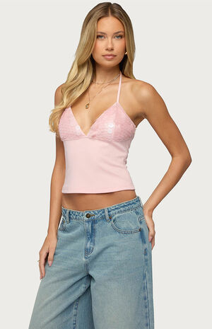 Katelyn Sequin Halter Top image number 2