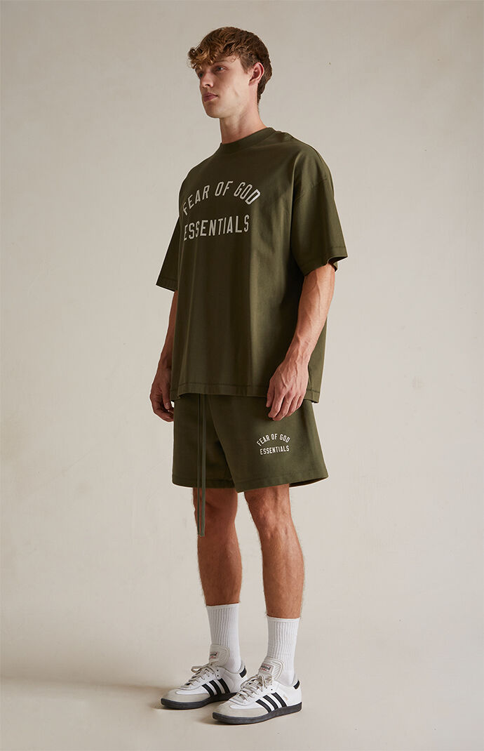 ☆FEAROFGOD☆ ESSENTIALS JERSEY CREWNECK TEE MILITARY - 24FW Jersey Crewneck Tee - Military | ESSENTIALS | Fear of God
