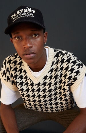 Houndstooth V Neck Sweater Vest image number 4