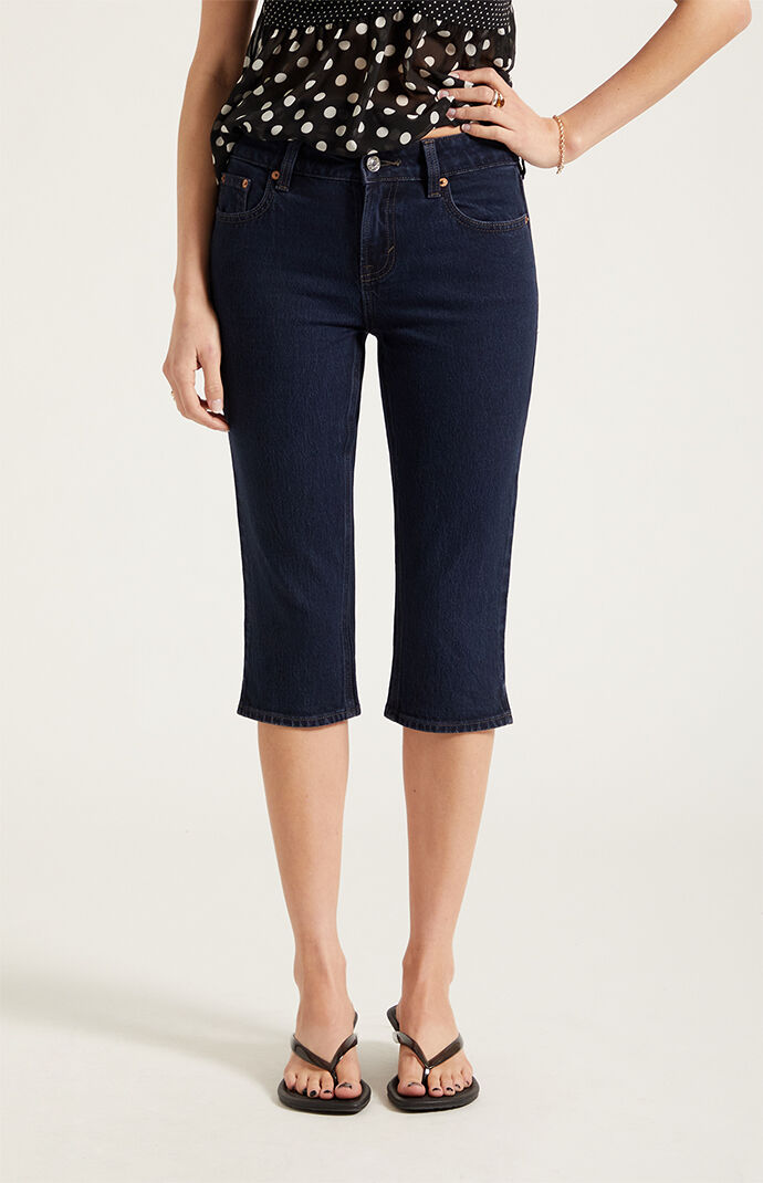 Pacsun Capri Denim Shorts Stretch Dark Blue